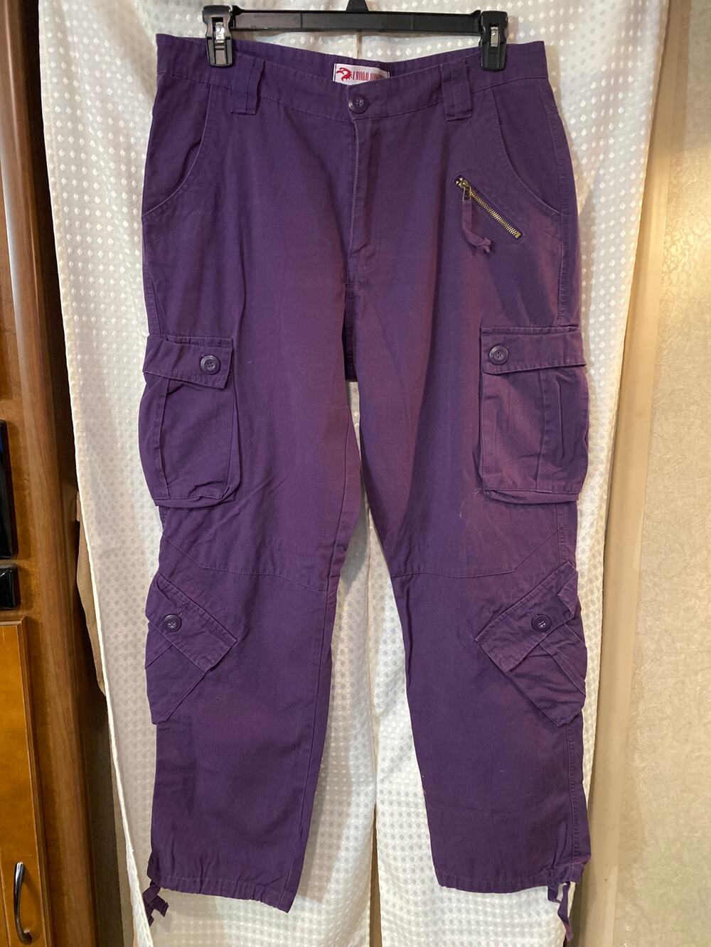 I/V I Vou Iveting Purple Cotton Cargo Pants Women's Size 2XL Waist 37
